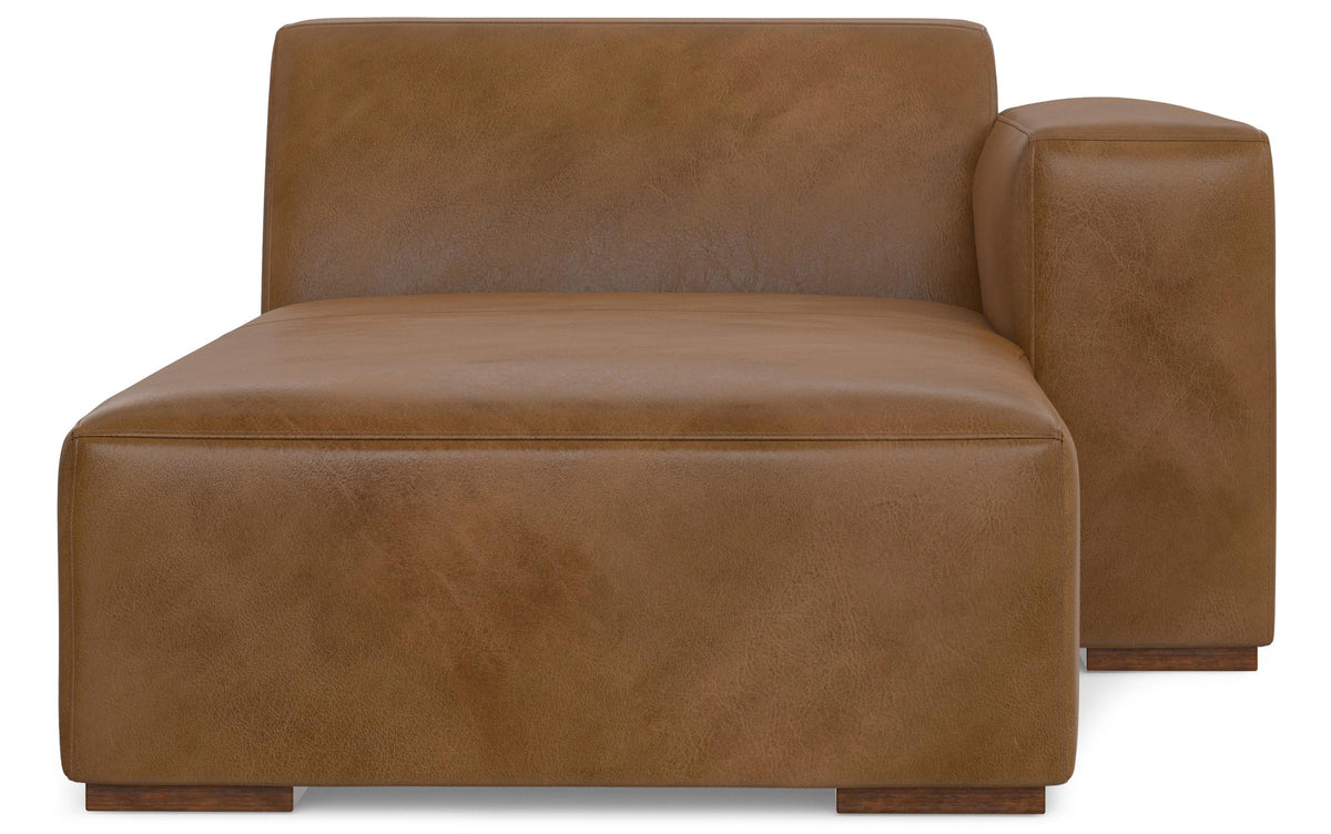 Brown Genuine Leather |  Rex Right Chaise Module in Genuine Leather