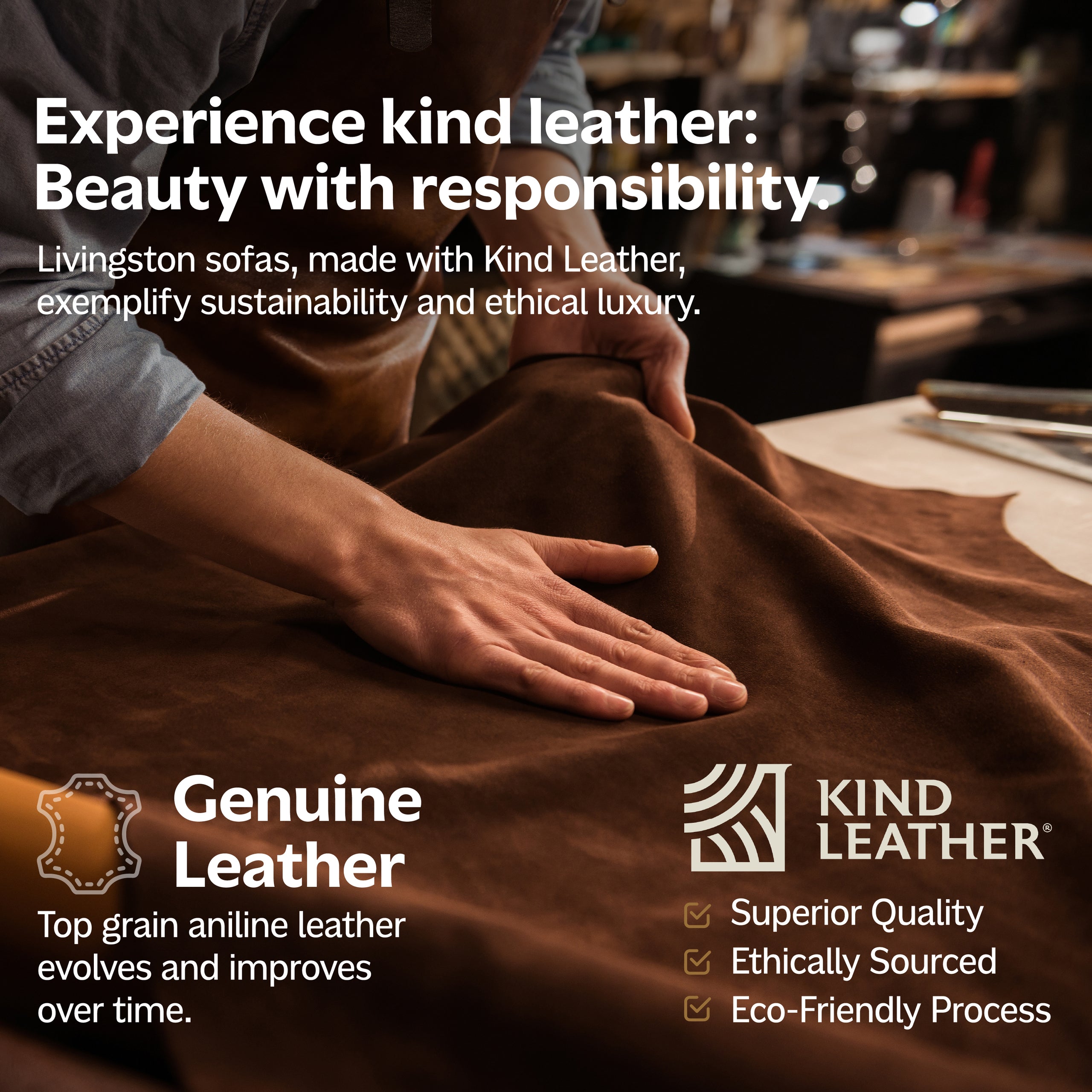 Caramel Brown Genuine Leather | Rex Ottoman in Genuine Leather