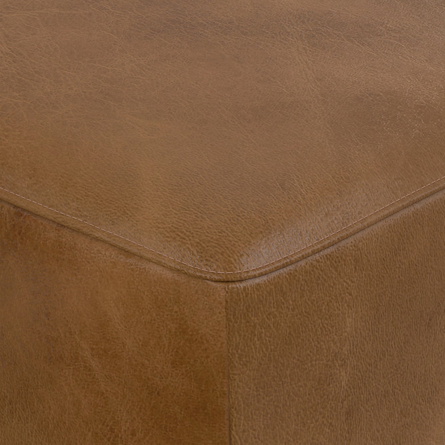 Caramel Brown Genuine Leather | Rex Ottoman in Genuine Leather