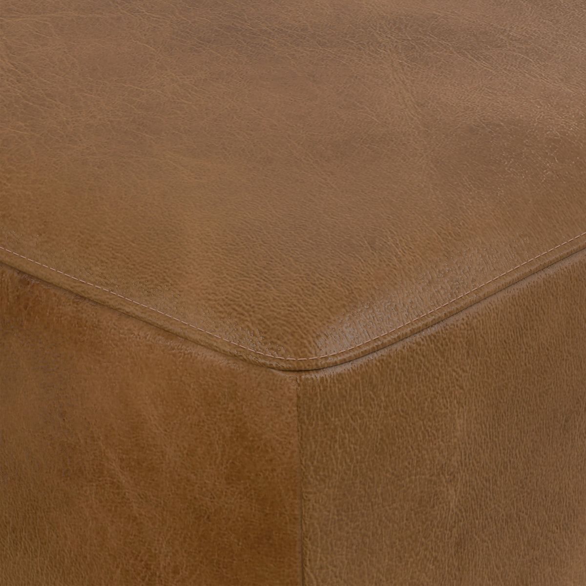 Caramel Brown Genuine Leather | Rex Ottoman in Genuine Leather