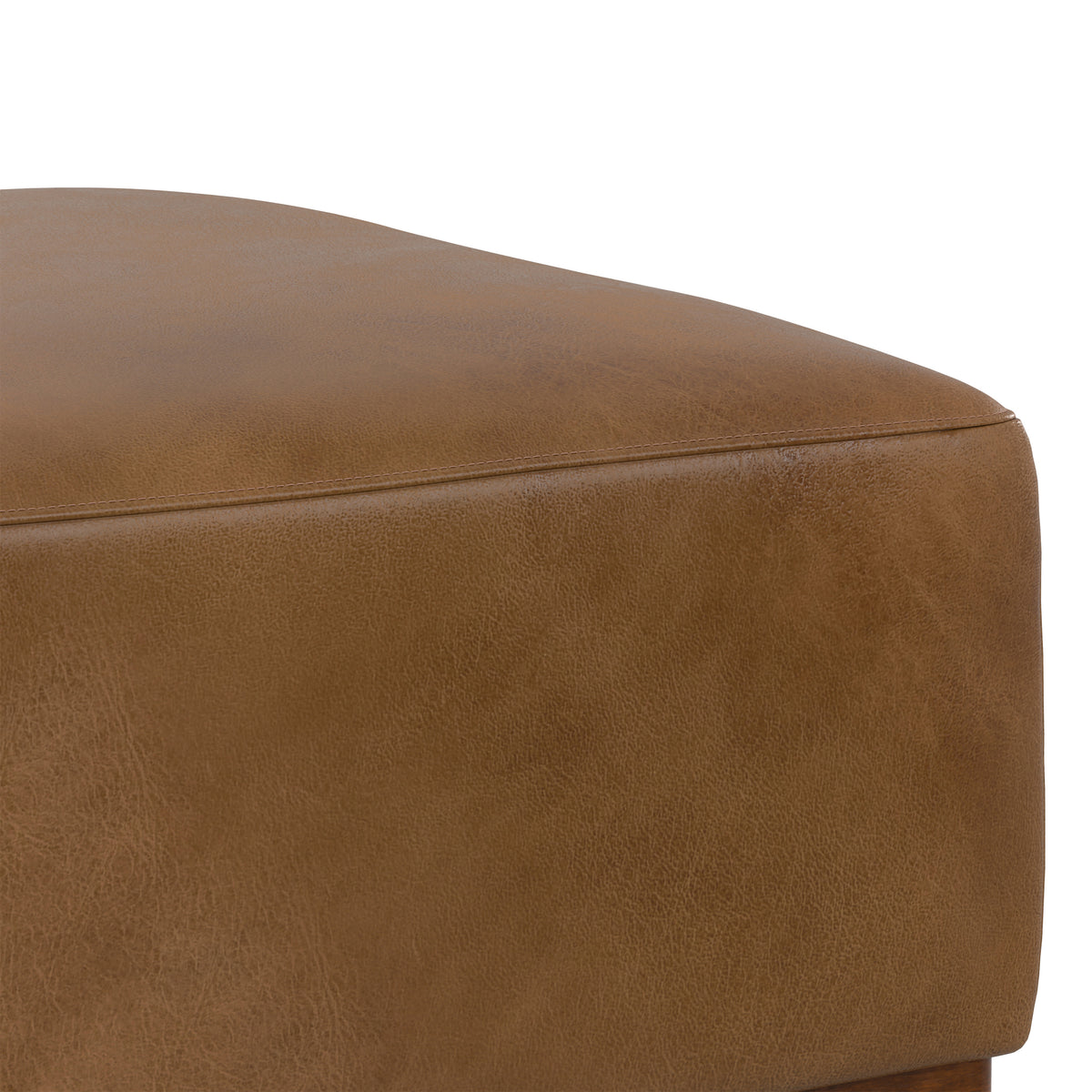 Caramel Brown Genuine Leather | Rex Ottoman in Genuine Leather