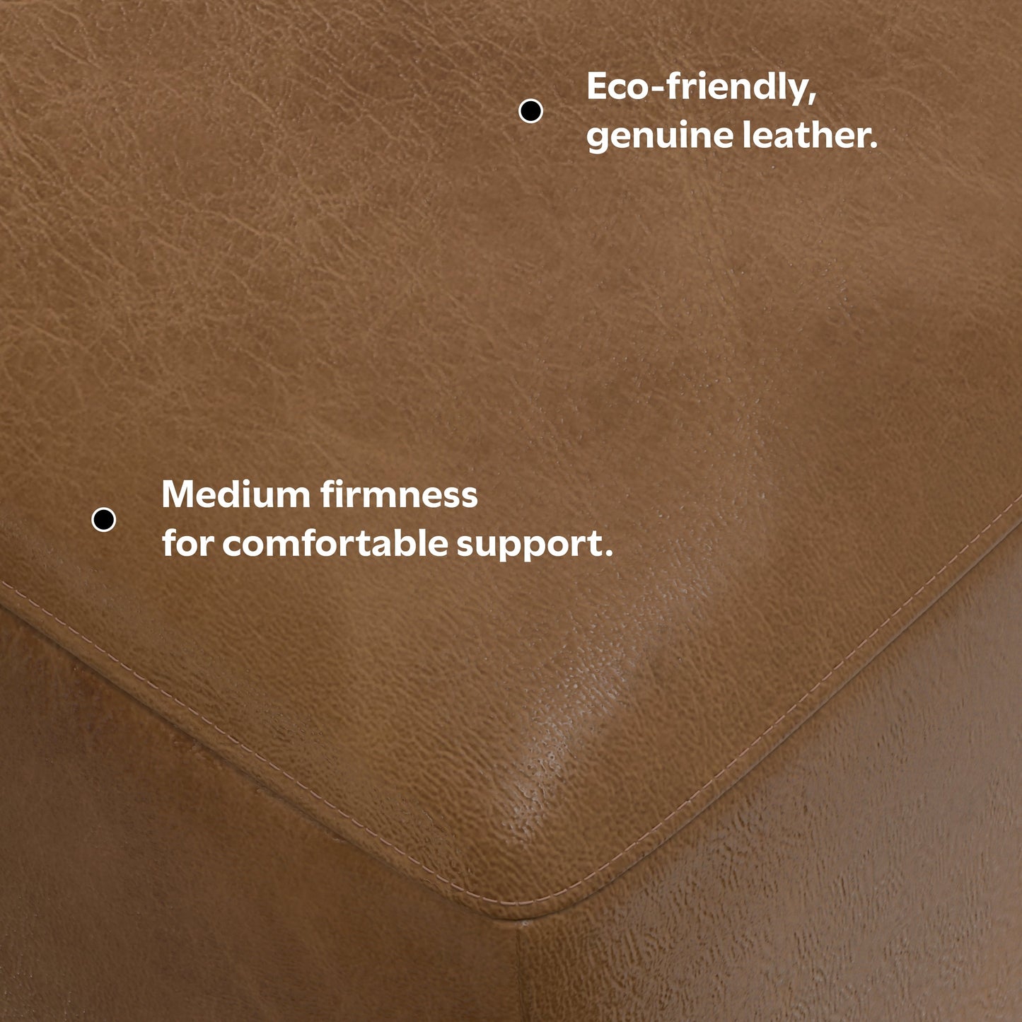 Caramel Brown Genuine Leather | Rex Ottoman in Genuine Leather