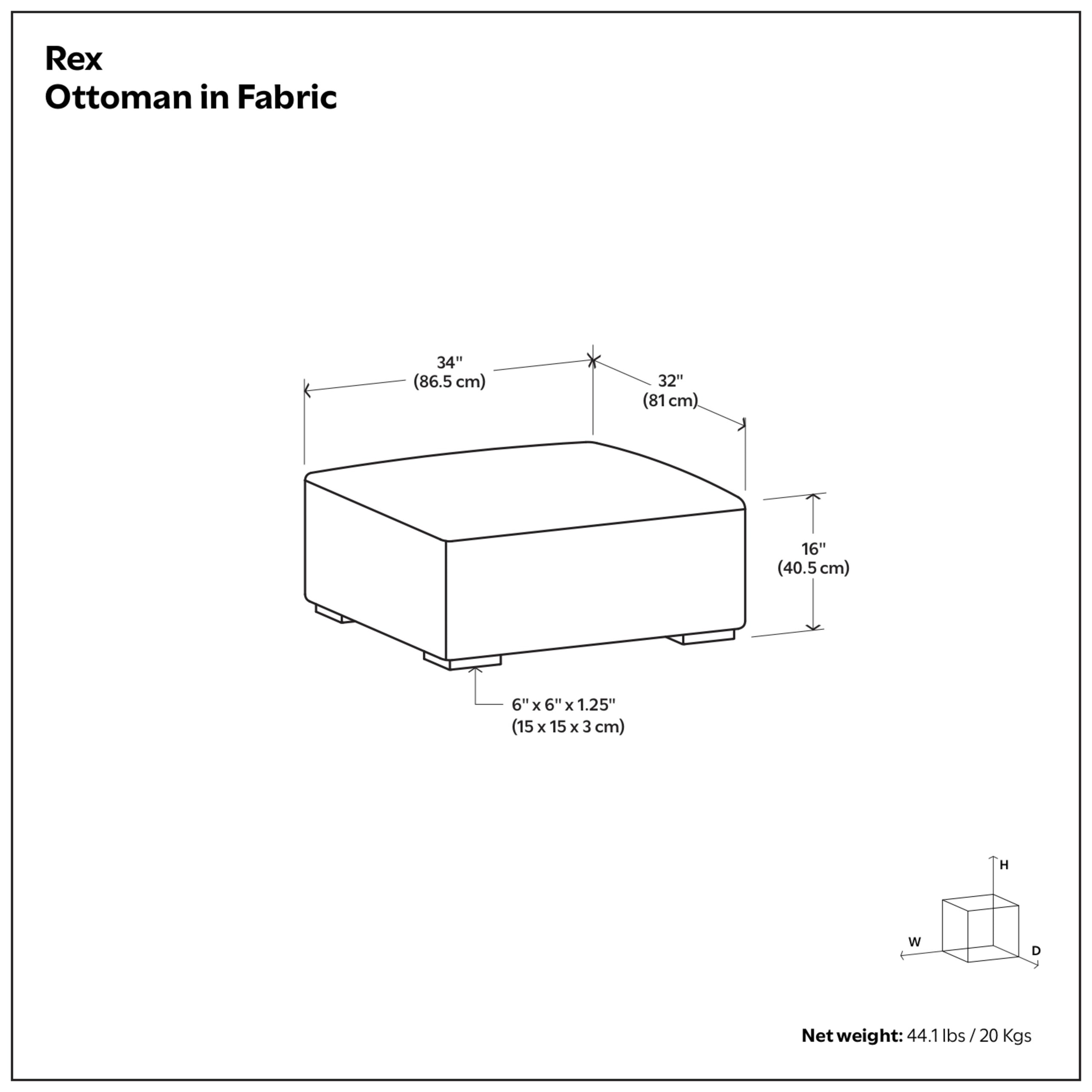 Pale Grey Performance Grey | Rex Ottoman in Performance Fabric
