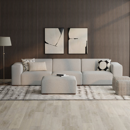 Pale Grey Performance Grey | Rex Ottoman in Performance Fabric