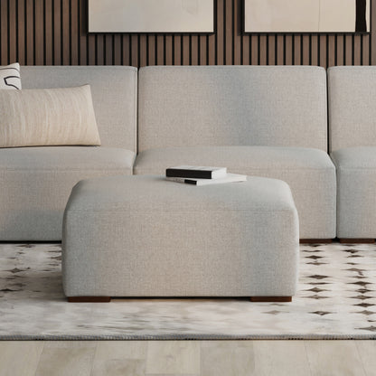 Pale Grey Performance Grey | Rex Ottoman in Performance Fabric