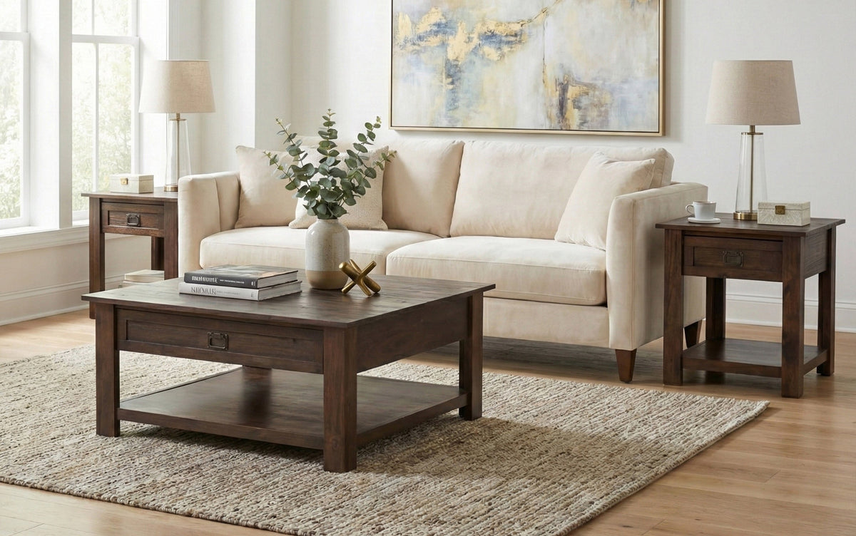 Distressed Charcoal Brown | Monroe End Side Table