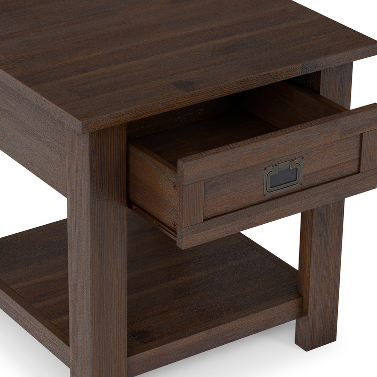Distressed Charcoal Brown | Monroe End Table in Acacia