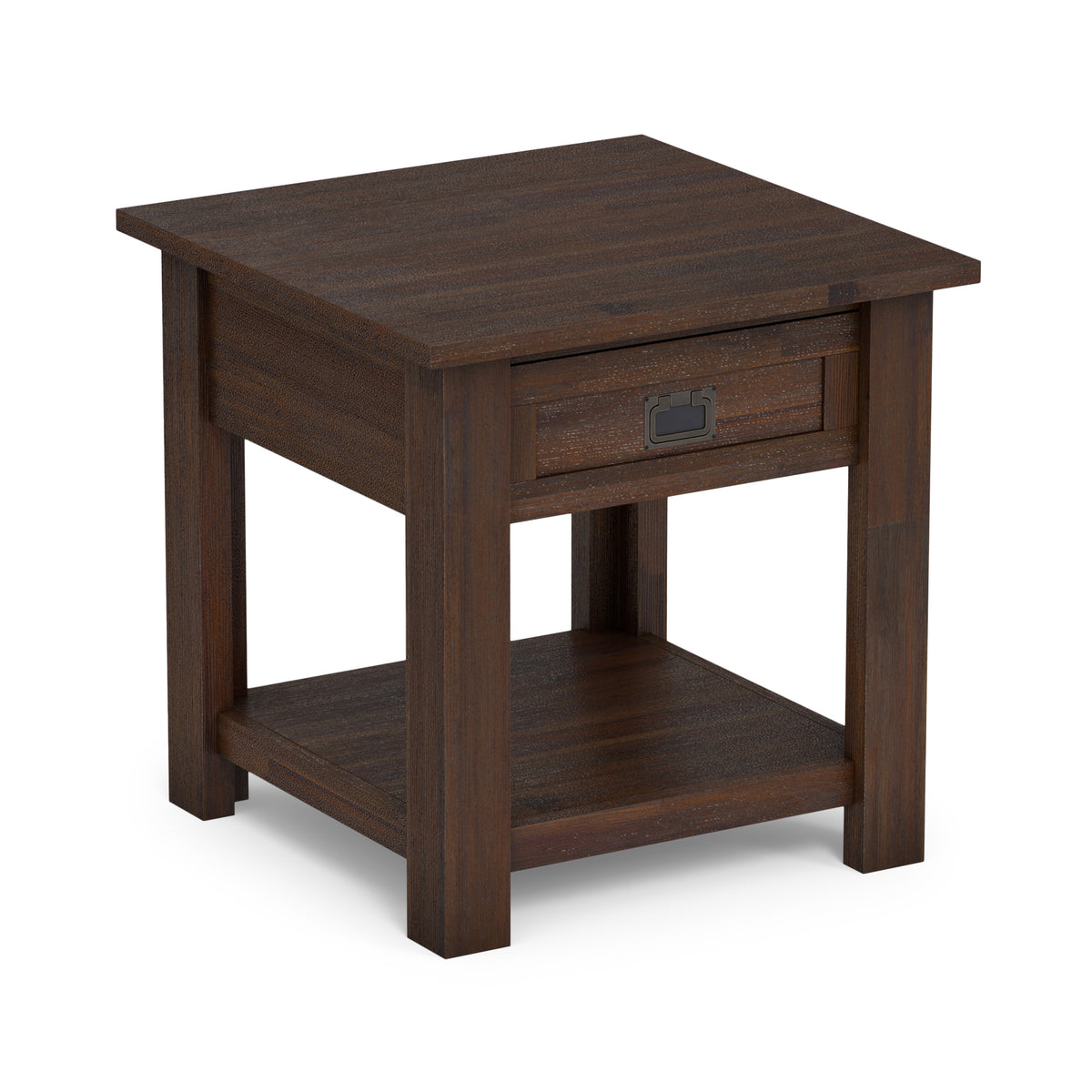 Distressed Charcoal Brown | Monroe End Table in Acacia
