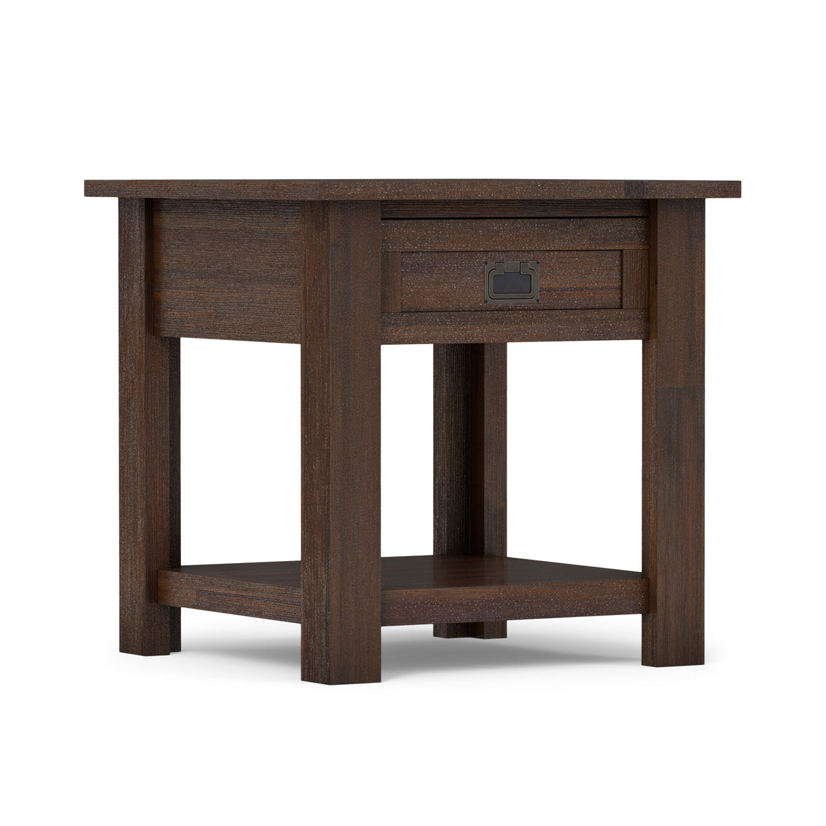 Distressed Charcoal Brown | Monroe End Table in Acacia