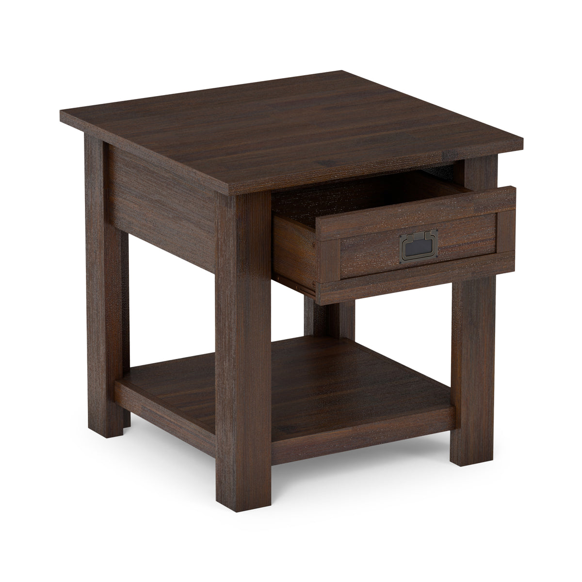 Distressed Charcoal Brown | Monroe End Table in Acacia