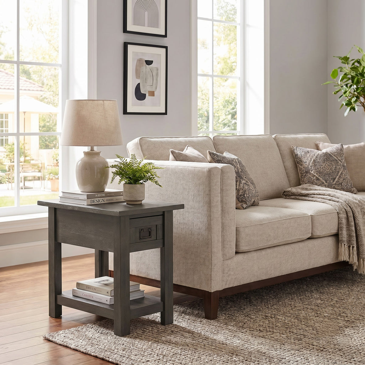 Farmhouse Grey | Monroe Narrow Side Table in Acacia