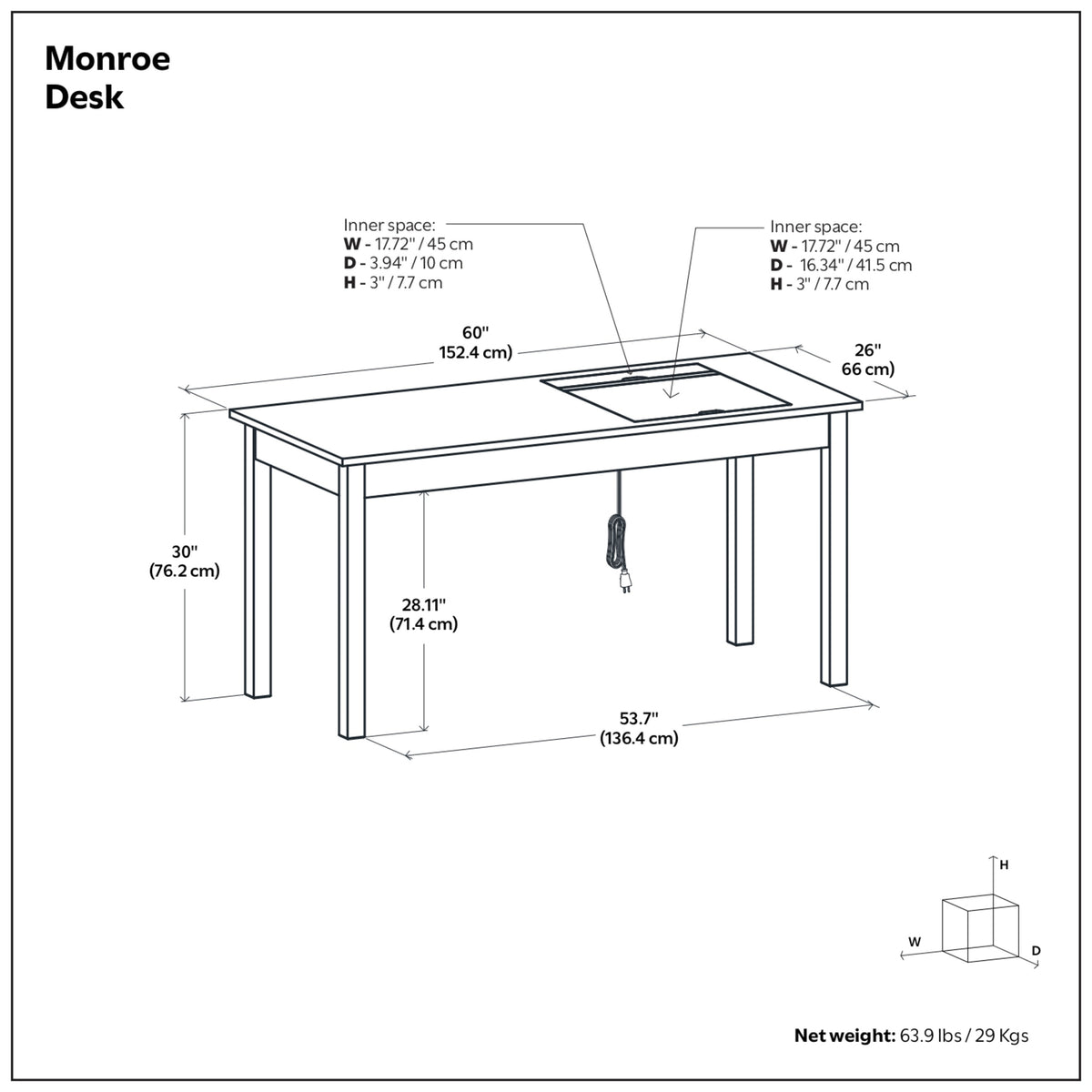 Monroe Desk in Acacia
