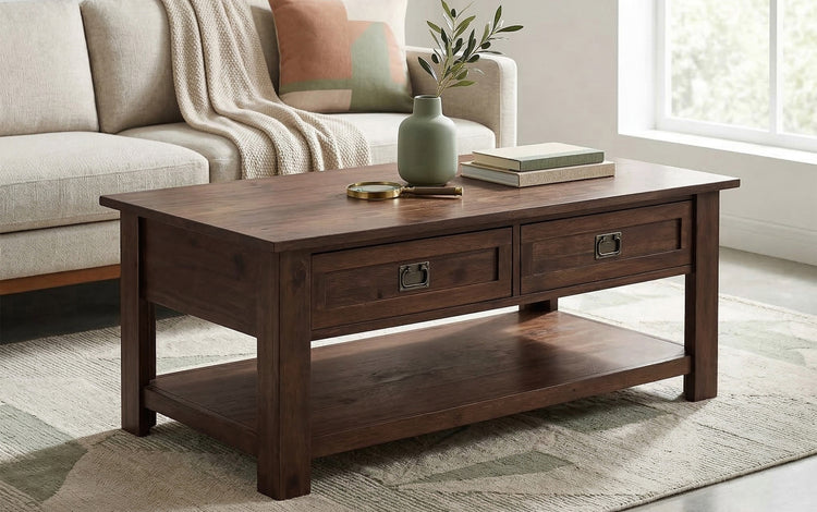Distressed Charcoal Brown | Monroe Rectangular Coffee Table with Drawers