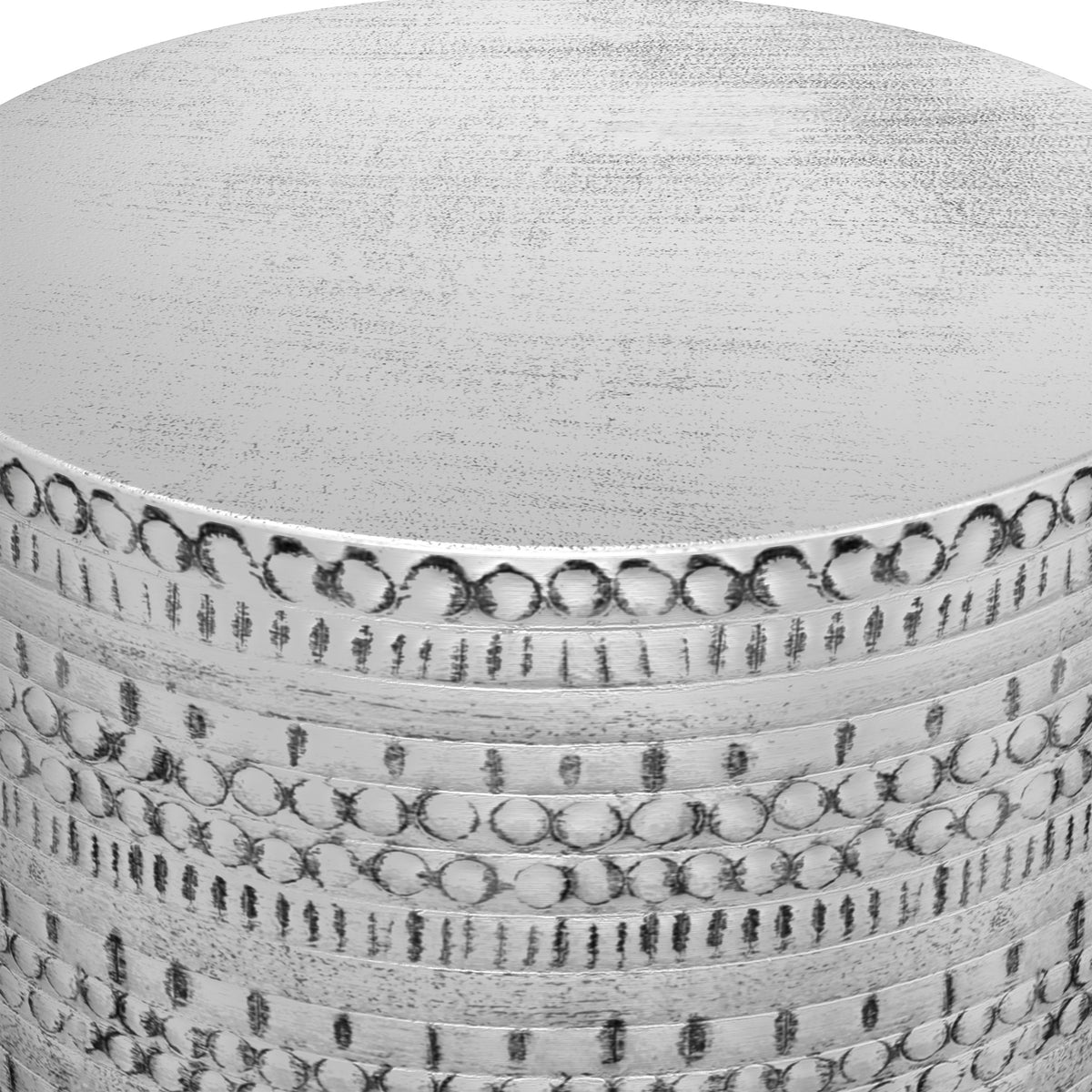 Antique Silver | Johnsen 15 inch Tribal Pattern Accent Table