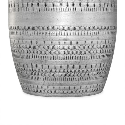 Antique Silver | Johnsen 15 inch Tribal Pattern Accent Table