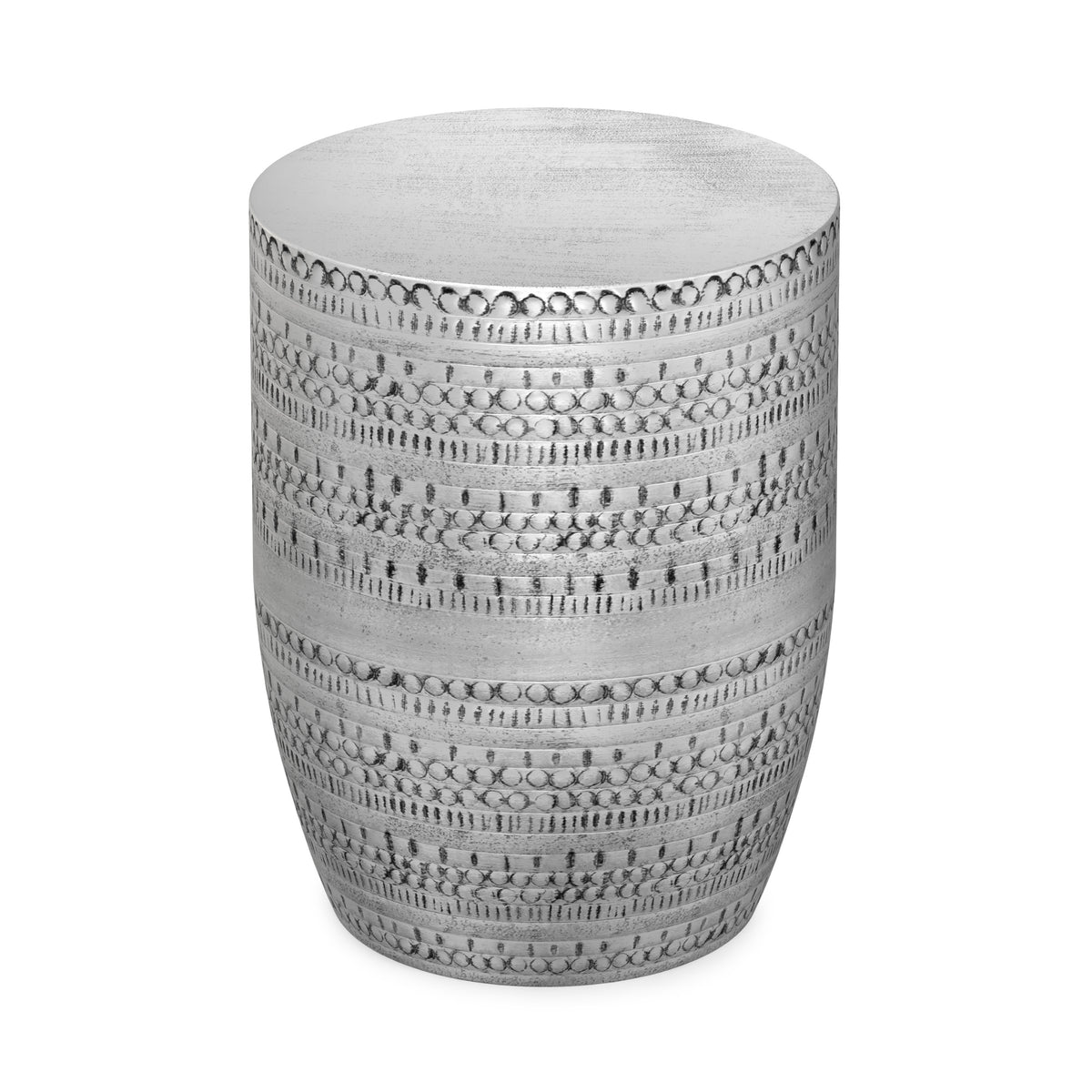 Antique Silver | Johnsen 15 inch Tribal Pattern Accent Table