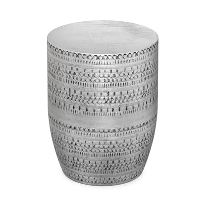 Antique Silver | Johnsen 15 inch Tribal Pattern Accent Table