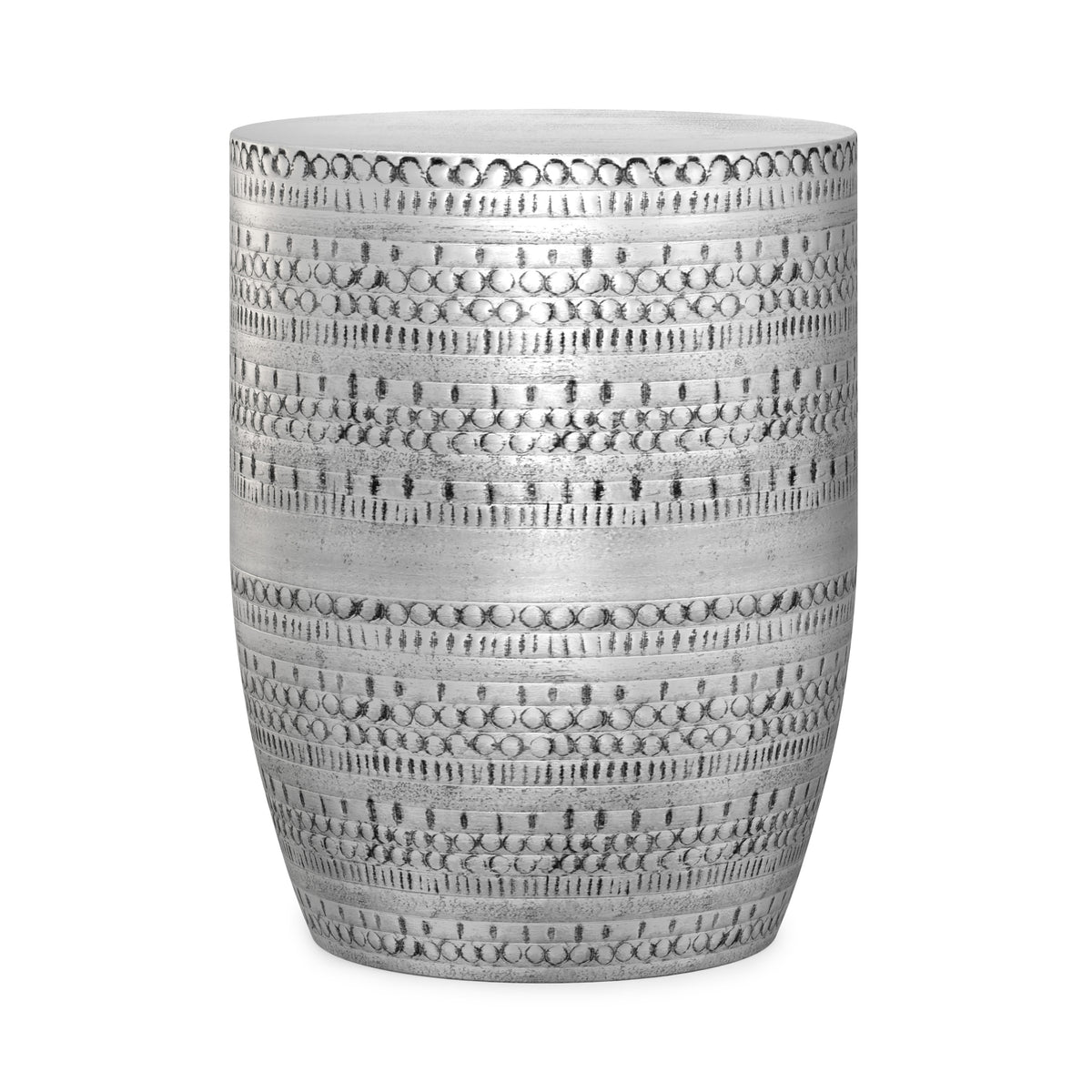 Antique Silver | Johnsen 15 inch Tribal Pattern Accent Table