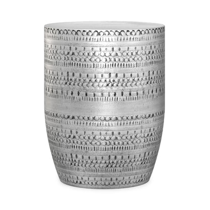 Antique Silver | Johnsen 15 inch Tribal Pattern Accent Table