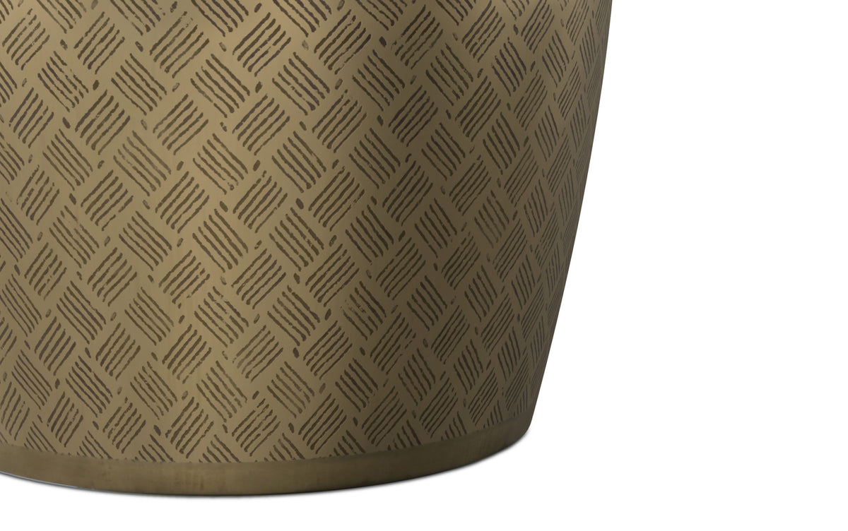 Antique Gold Cross Hatch | Johnsen 18 inch Cross Hatch Pattern Accent Table