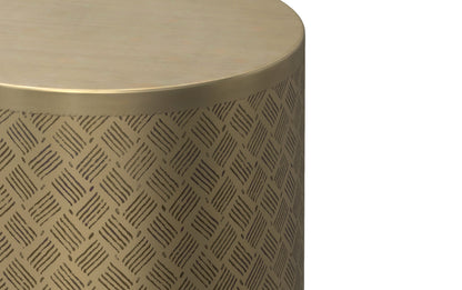 Antique Gold Cross Hatch | Johnsen 18 inch Cross Hatch Pattern Accent Table