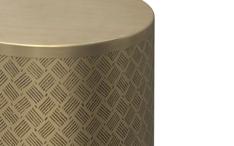 Antique Gold Cross Hatch | Johnsen 18 inch Cross Hatch Pattern Accent Table