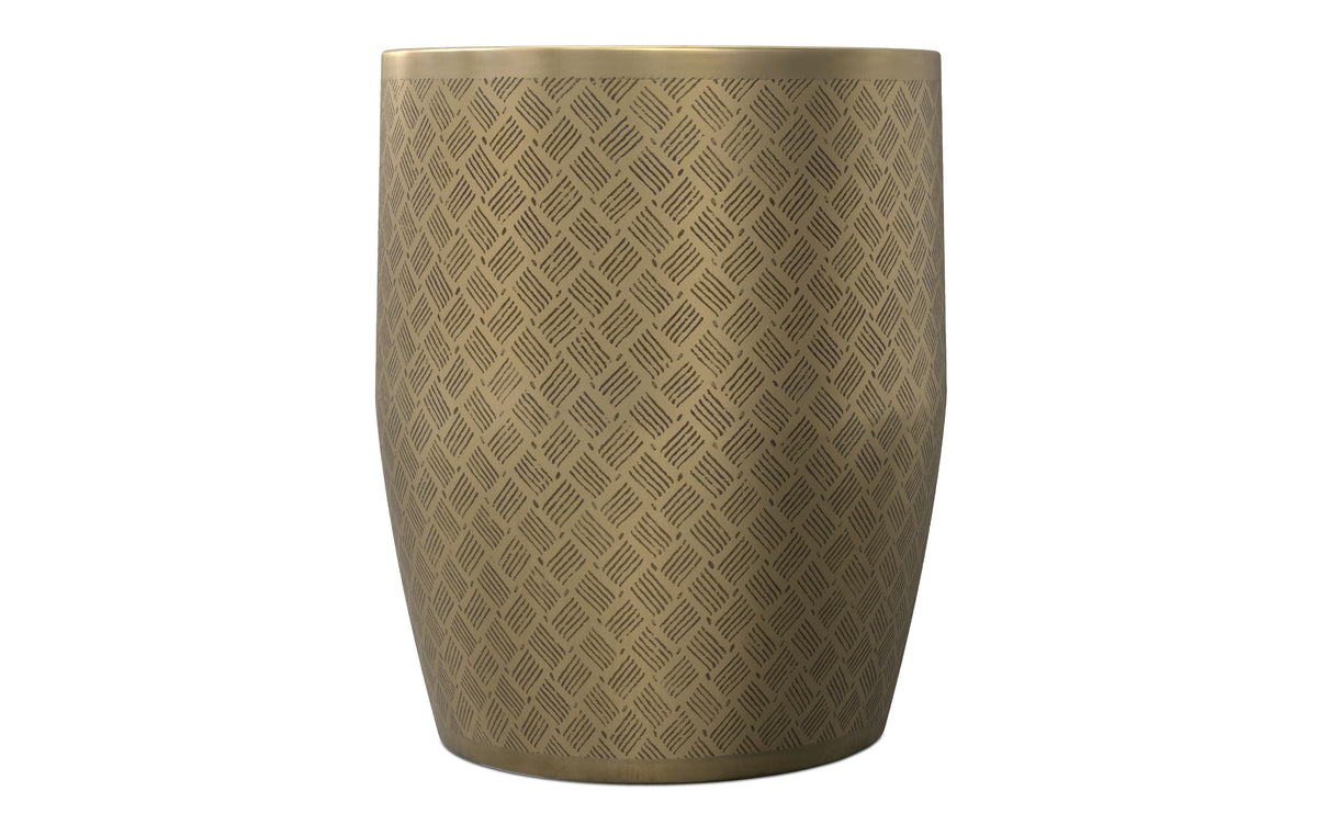 Antique Gold Cross Hatch | Johnsen 18 inch Cross Hatch Pattern Accent Table
