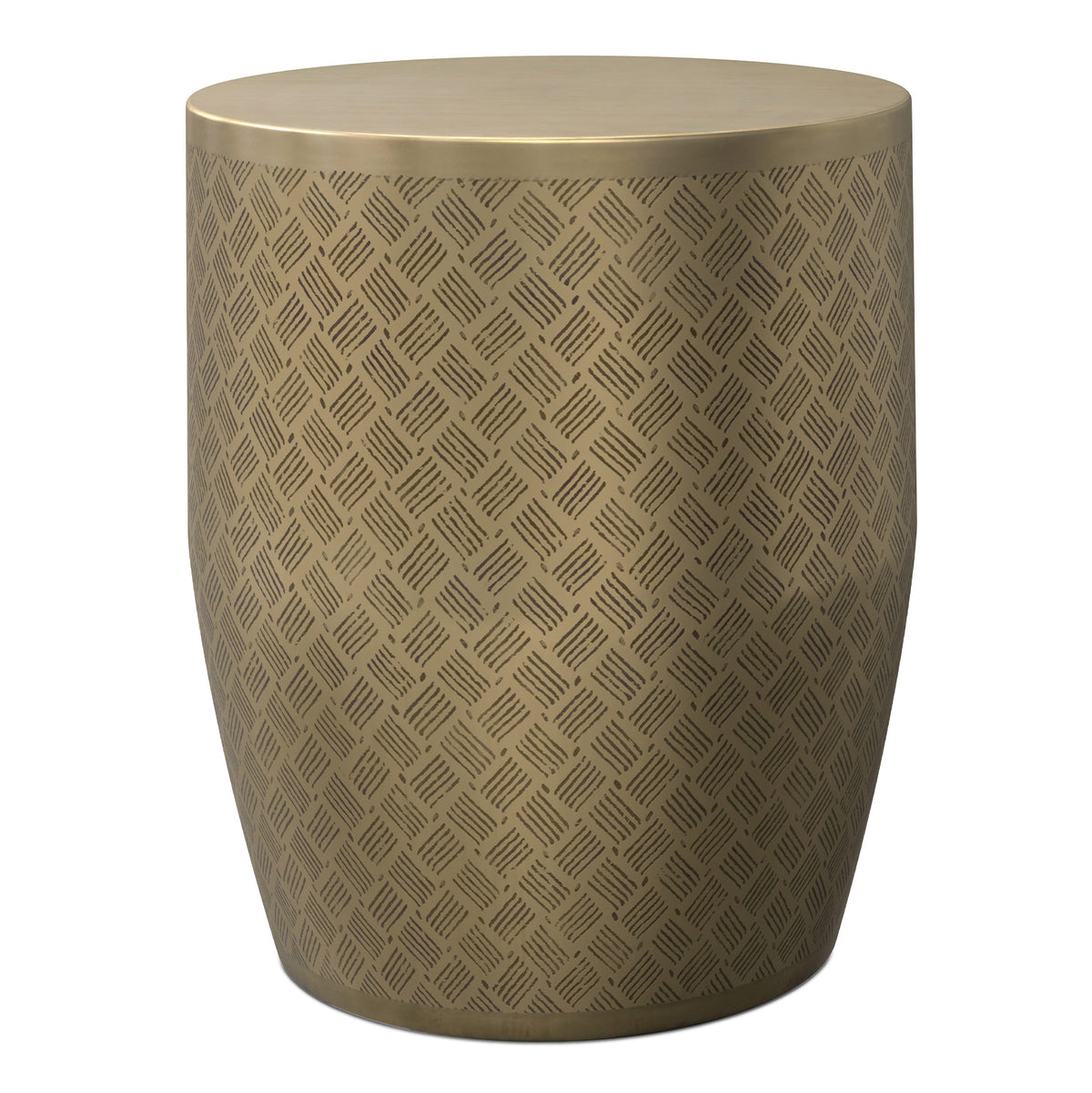 Antique Gold Cross Hatch | Johnsen 18 inch Cross Hatch Pattern Accent Table