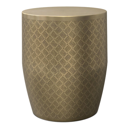 Antique Gold Cross Hatch | Johnsen 18 inch Cross Hatch Pattern Accent Table