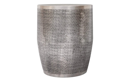 Antique Silver Web Pattern | Johnsen 18 inch Cross Hatch Pattern Accent Table