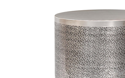 Antique Silver Web Pattern | Johnsen 18 inch Cross Hatch Pattern Accent Table