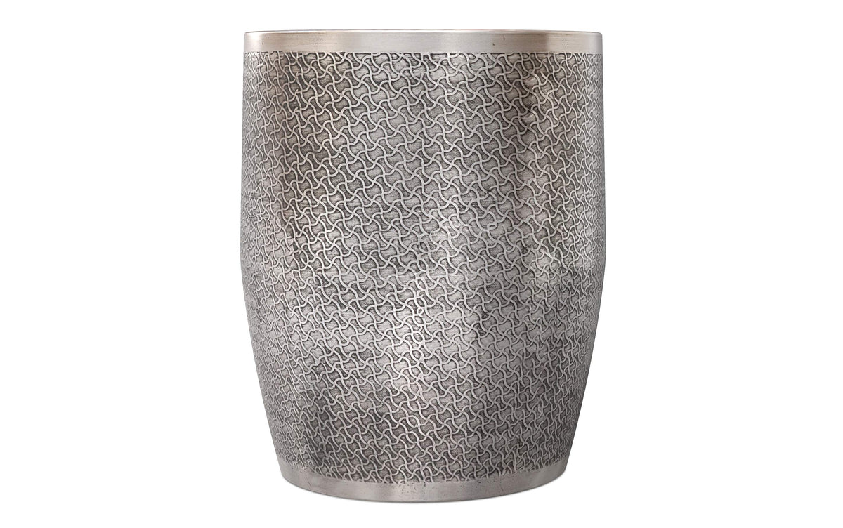Antique Silver Web Pattern | Johnsen 18 inch Cross Hatch Pattern Accent Table