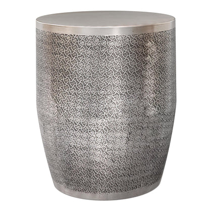 Antique Silver Web Pattern | Johnsen 18 inch Cross Hatch Pattern Accent Table