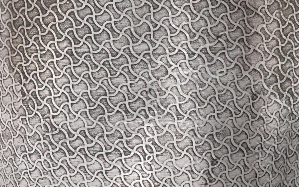 Antique Silver Web Pattern | Johnsen 18 inch Cross Hatch Pattern Accent Table