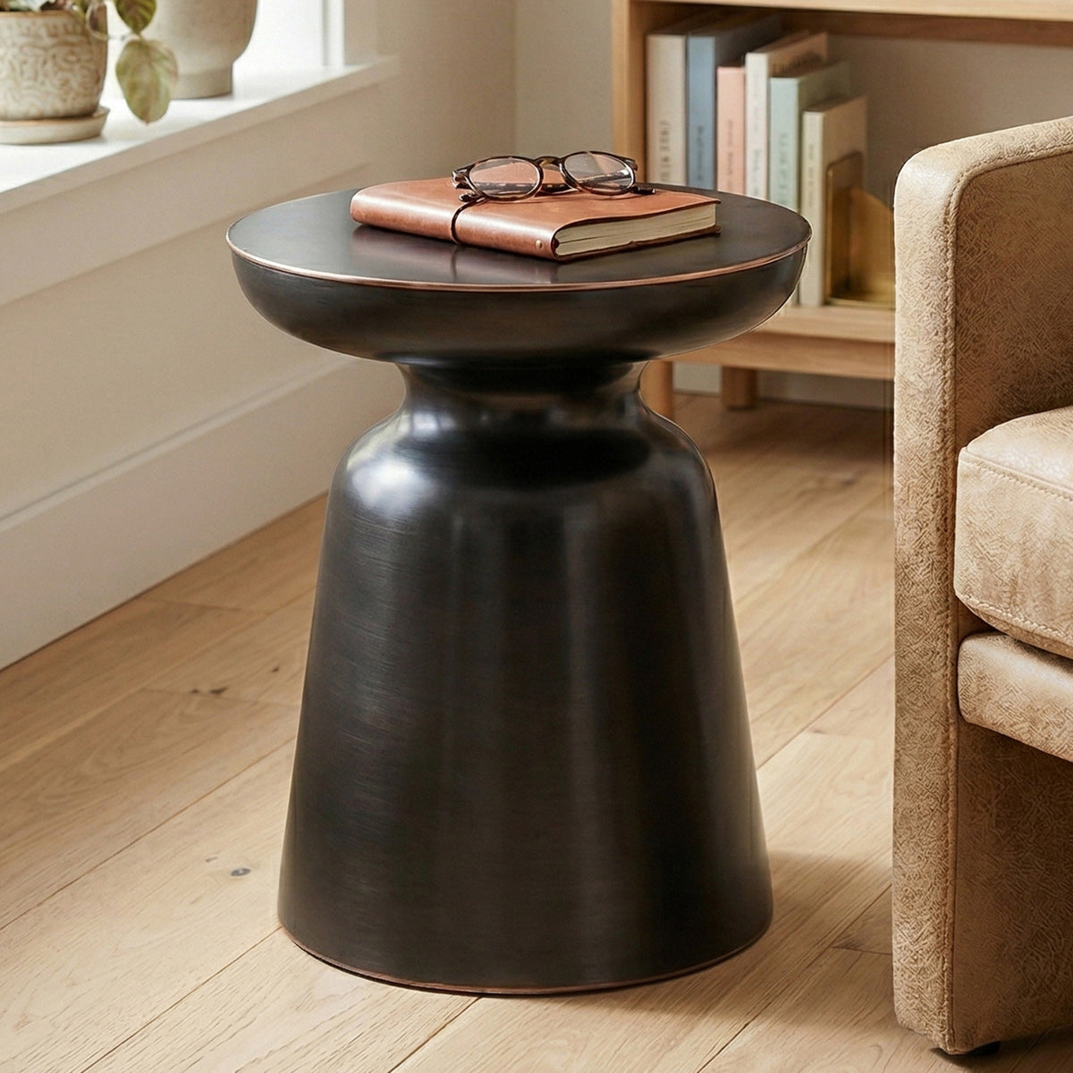 Aged Copper 17 Inch | Toby Metal Accent Table