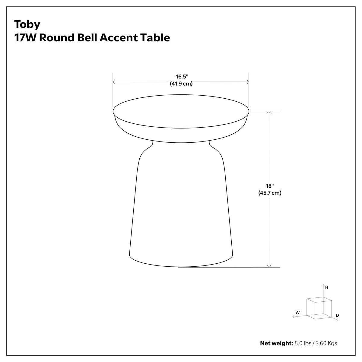 Gold 17 Inch | Toby Metal Accent Table