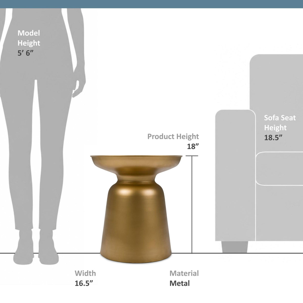 Gold 17 Inch | Toby Metal Accent Table