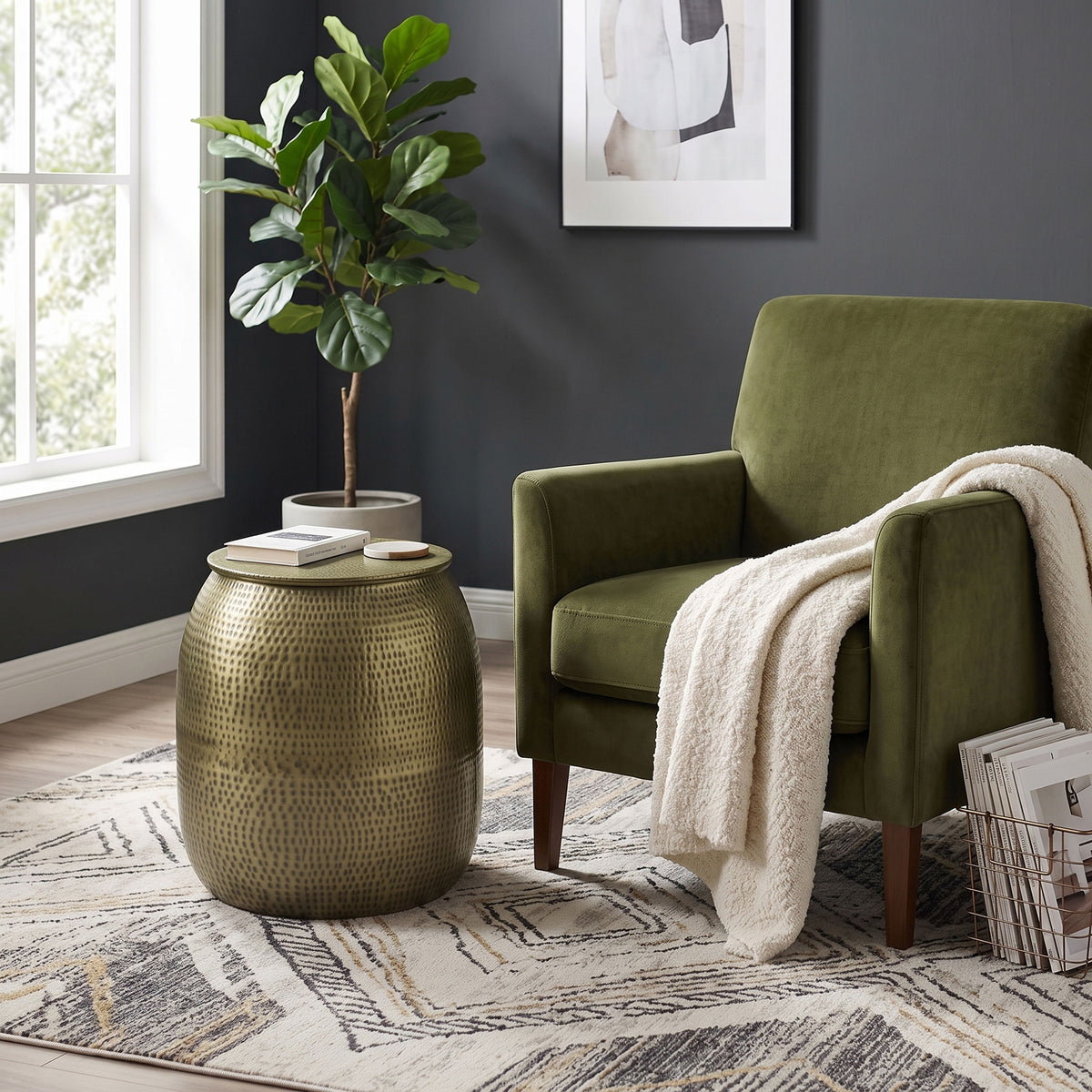 Antique Gold | Griffen Metal Storage Accent Table