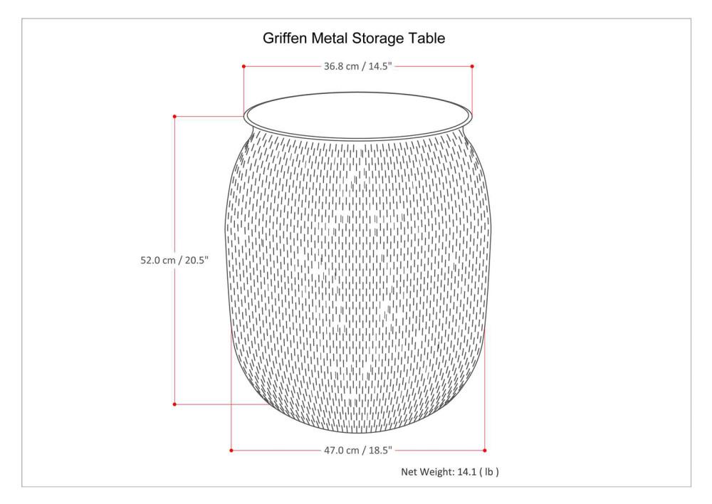 Antique Silver | Griffen Metal Storage Accent Table