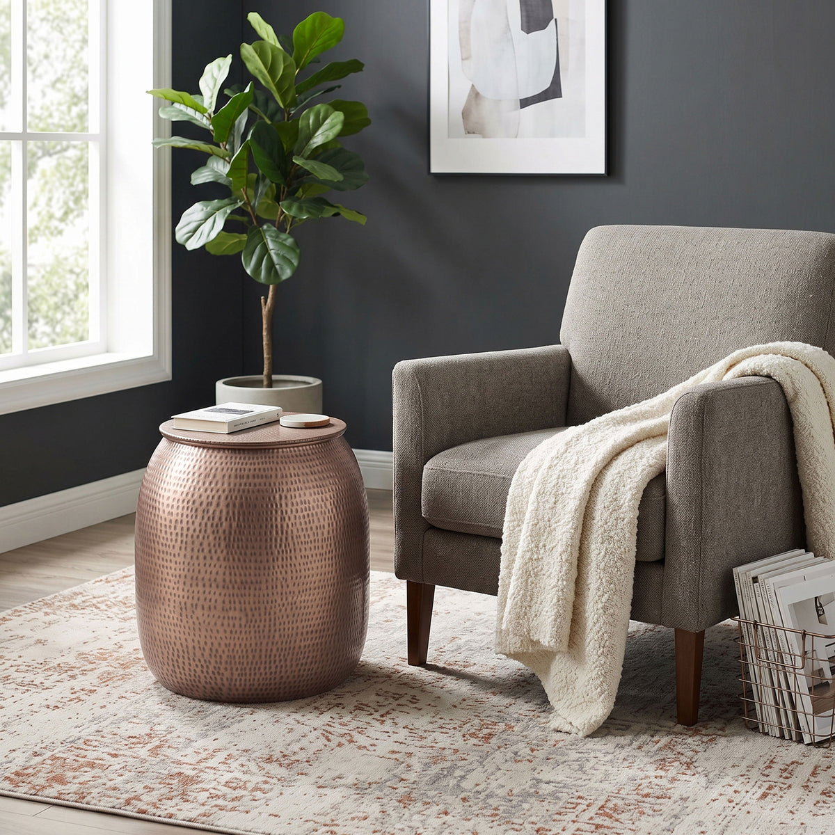 Antique Copper | Griffen Metal Storage Accent Table