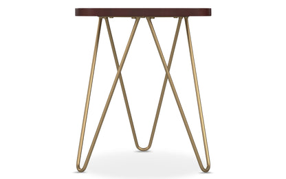 Dark Brown | Patrice Metal/Wood Accent Table in Natural and Gold