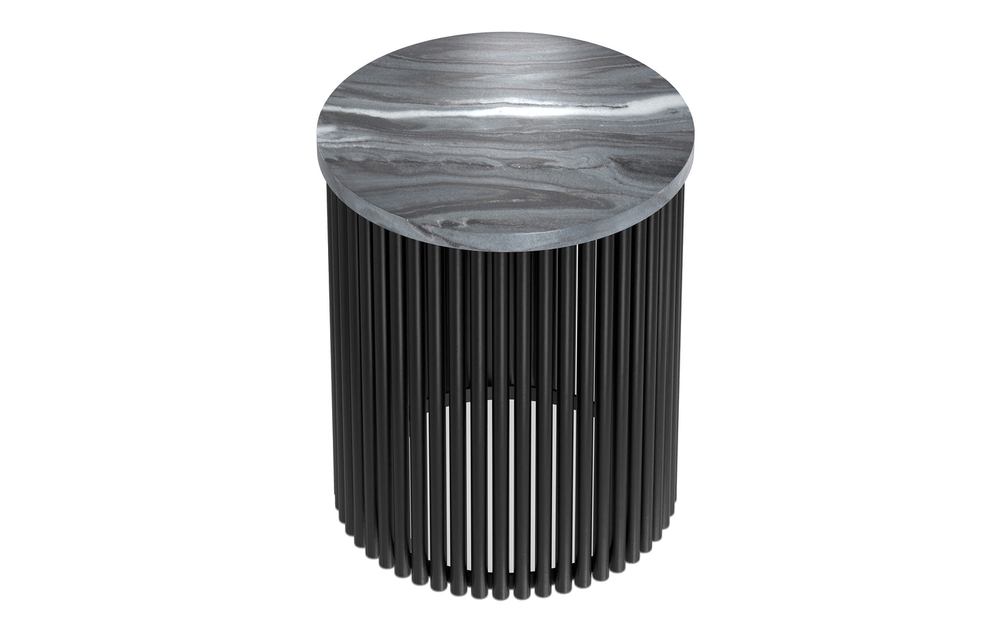 Grey Marble/Black Marble | Demy Metal and Wood Accent Table