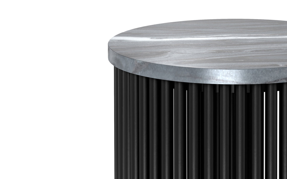 Grey Marble/Black Marble | Demy Metal and Wood Accent Table