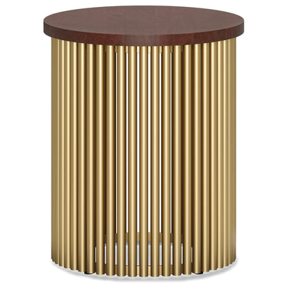 Cognac and Gold Wood | Demy Metal and Wood Accent Table