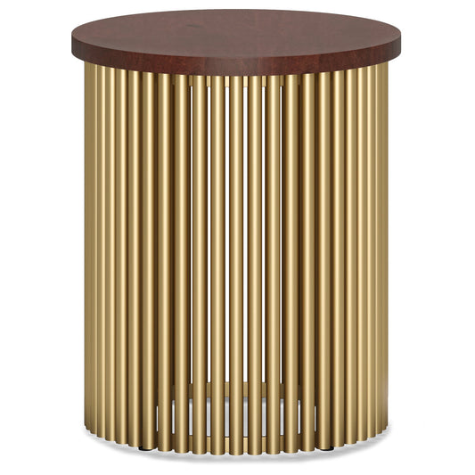 Cognac and Gold Wood | Demy Metal and Wood Accent Table