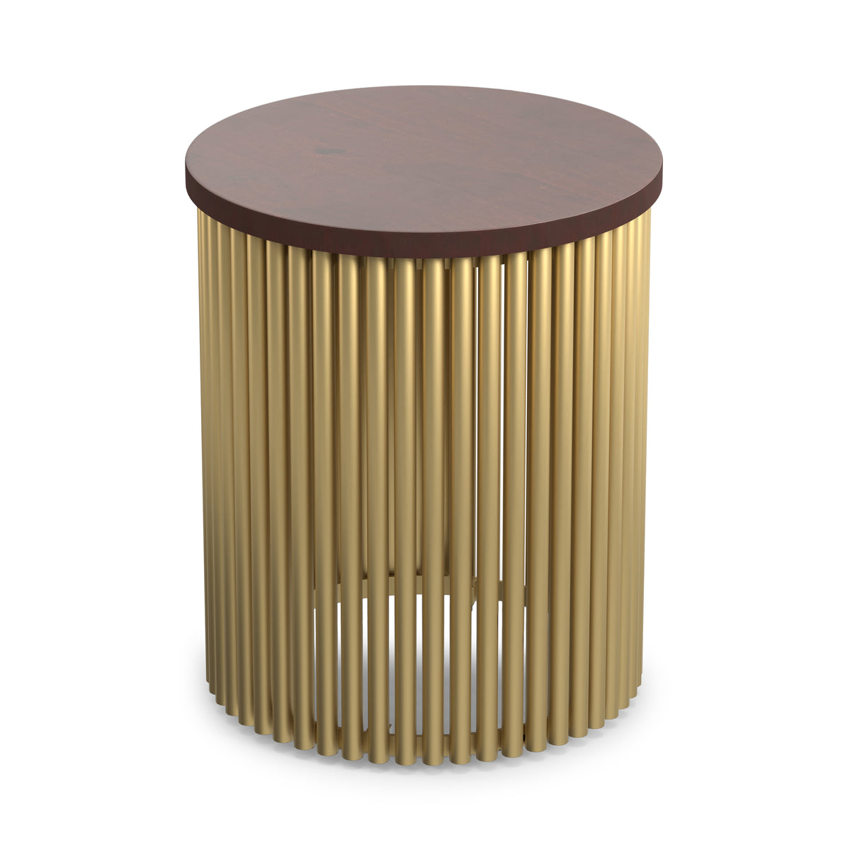 Cognac and Gold Wood | Demy 18 inch Metal and Wood Accent Table