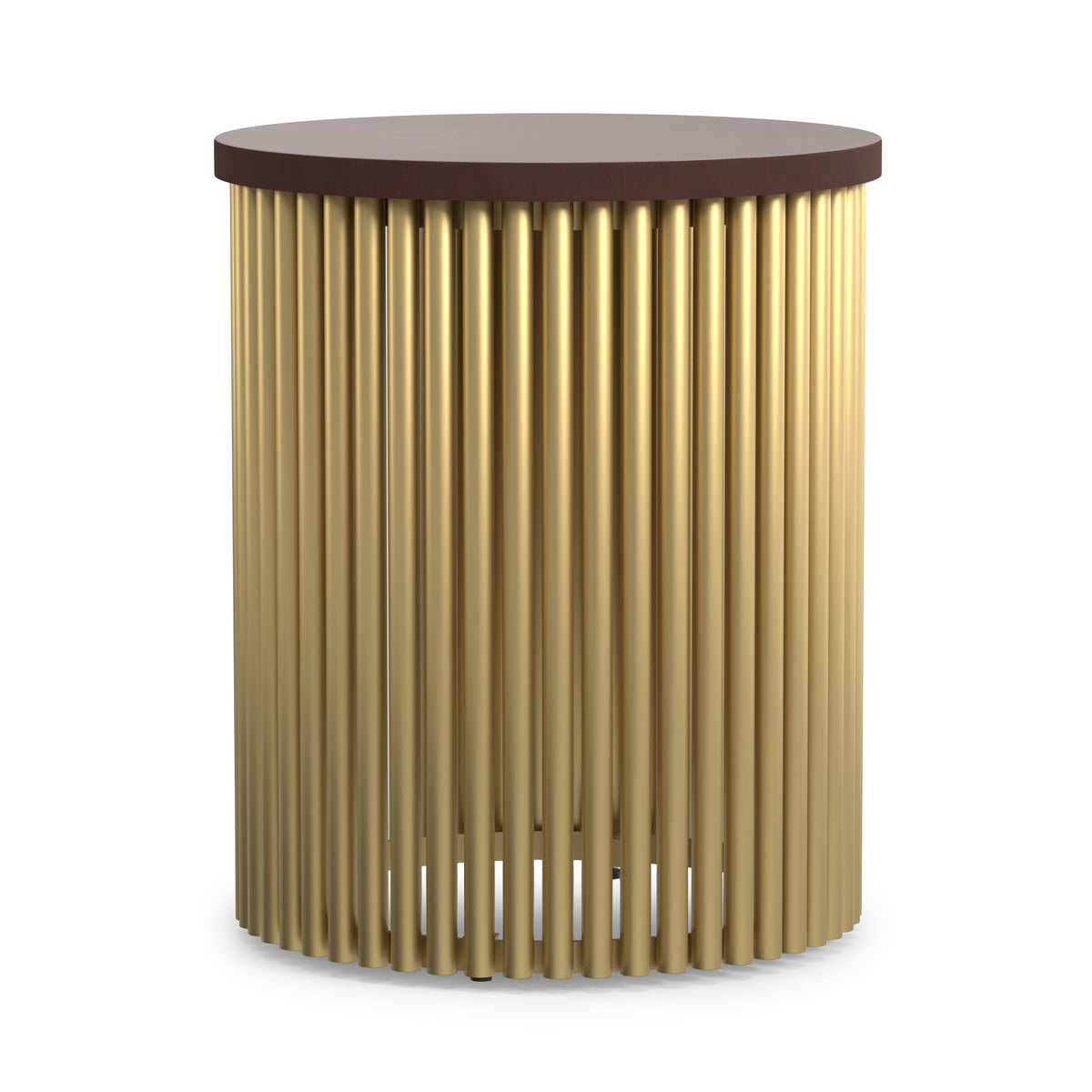 Cognac and Gold Wood | Demy 18 inch Metal and Wood Accent Table