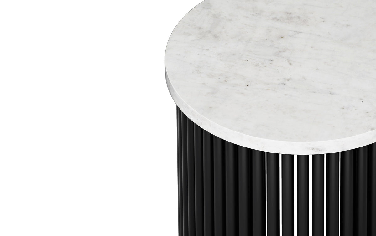 White Marble/Black Marble | Demy Metal and Wood Accent Table
