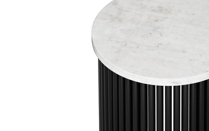 White Marble/Black Marble | Demy Metal and Wood Accent Table