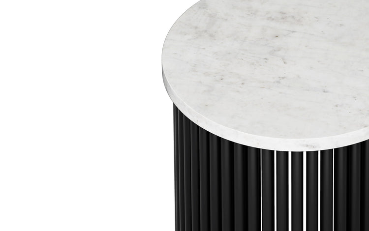 White Marble/Black Marble | Demy Metal and Wood Accent Table
